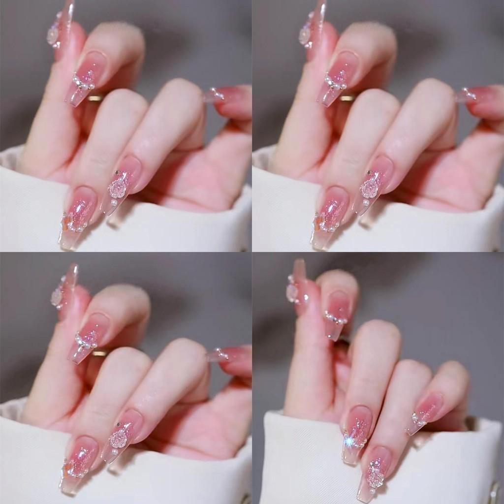 Niedliche und glitzernde B461 Nagelstücke, handgefertigt, tragbar und trendig, künstliche Nägel im Großhandel