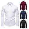 Autumn Men'S Solid Color Pleated Design Casual Long Sleeve Shirt Men'S Loose Shirt