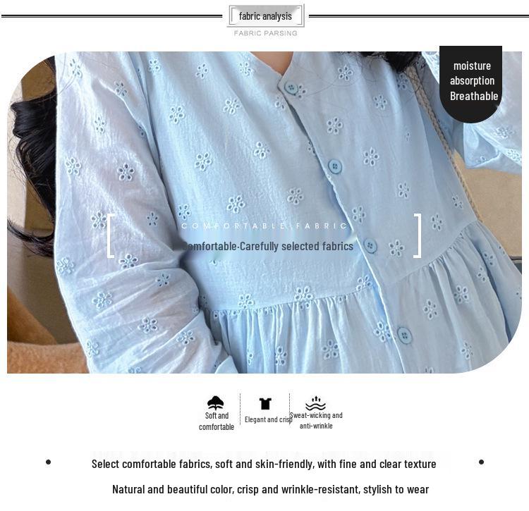 2026 Spring Maternity V-Neck Embroidered Doll Shirt – French Korean Style Loose Top