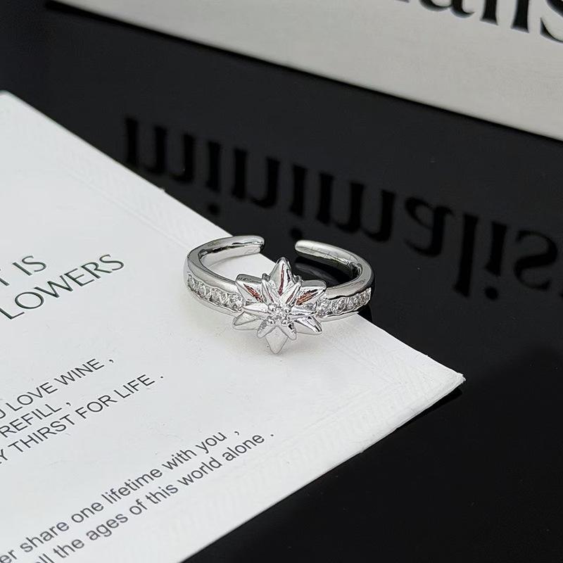 Super Flash Zirkon Hexagramm Ring Öffnung Verstellbar Exquisiter Ring Temperament Hochklassige Frauen