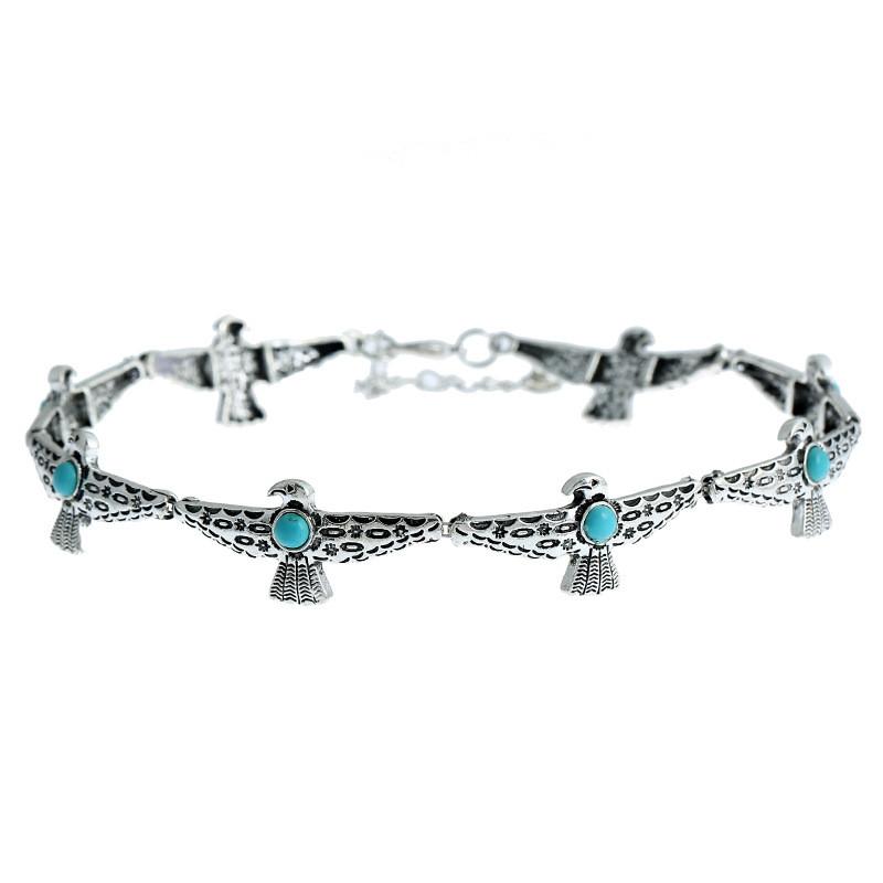 Vintage Alloy Collar With Bird Design Artificial Turquoise Decor For Women Gift
