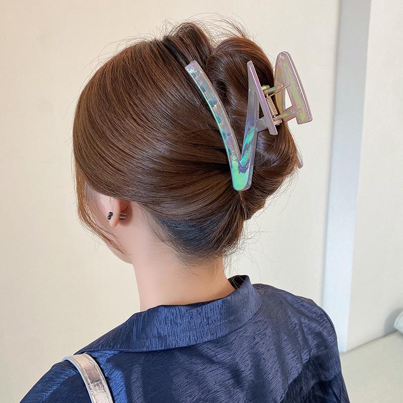 Korean High-End Acrylic Flower Hair Clip for Women - Large Shark Clip for Voluminous Styles