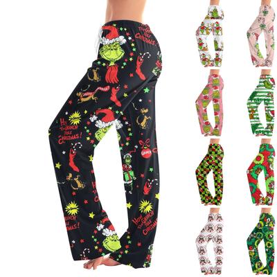 Womens Pajama Pants Sleepwear Casual Drawstring Elastic Waist Pants Comfy Straight Yoga Loose Trousers