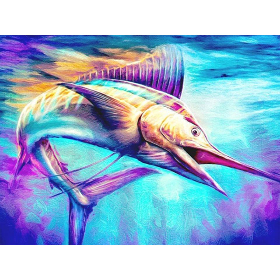 5D DIY Diamond Painting Full Round Animal Dolphin Diamond Embroidery Painting Cross Stitch Kit Home Decoration Rhinestone Gift