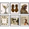 Mynotix Vintage Leopard Poster Set of 6, Trendy Cheetah Y2K Wall Art, Fashion Martini Wall Decor Preppy Girl Canvas Paintings Prints Artwork for