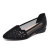 Soft leather mother shoes soft sole mesh sandals hollow women's shoes 2025 new thick heel summer comfortable aunt single shoes women