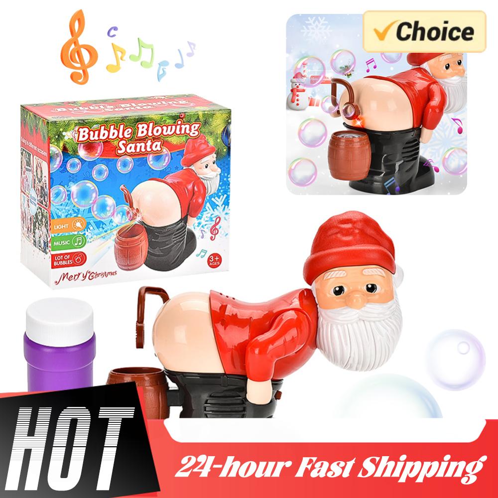 Festive Christmas Fun Santa Claus Bubble Machine with Music & Light Farting Soap Bubble Toy Novelty Xmas Kids Unique Gift
