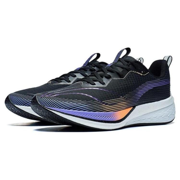 Li Ning Red Hare 6 Pro Textiel, TPU Demping Veerkracht Lage top Marathon Sprint Hardloopschoenen Heren Zwart ARMT043-3