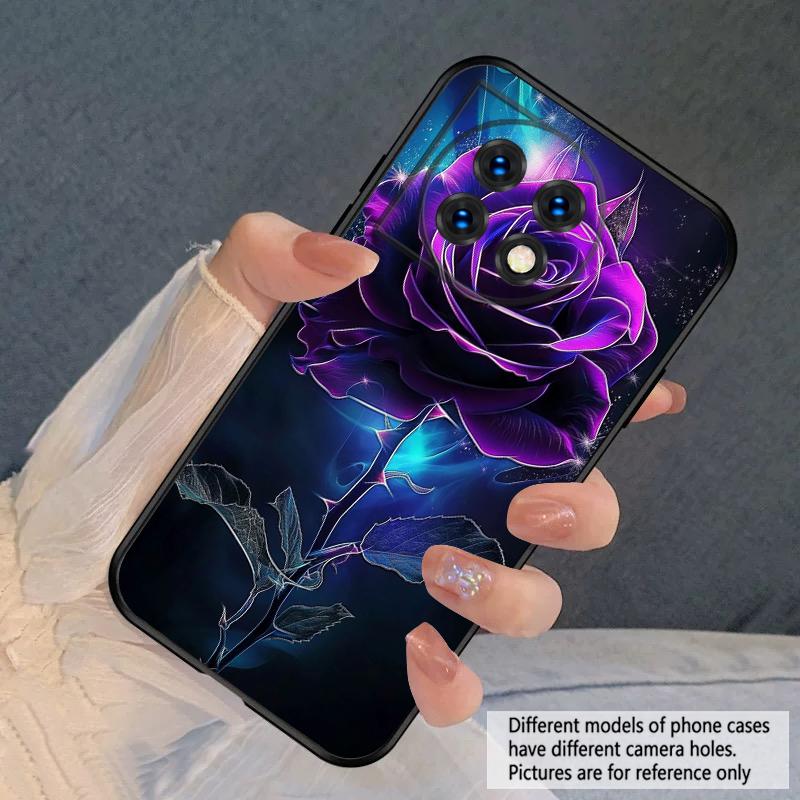 Dark Purple Rose For Oneplus 8T 9 9R 10 Pro 11 12 13 13R 5G ACE 5 Nord2 4 CE 3 4 Lite N20 SE N200 silicone soft phone case