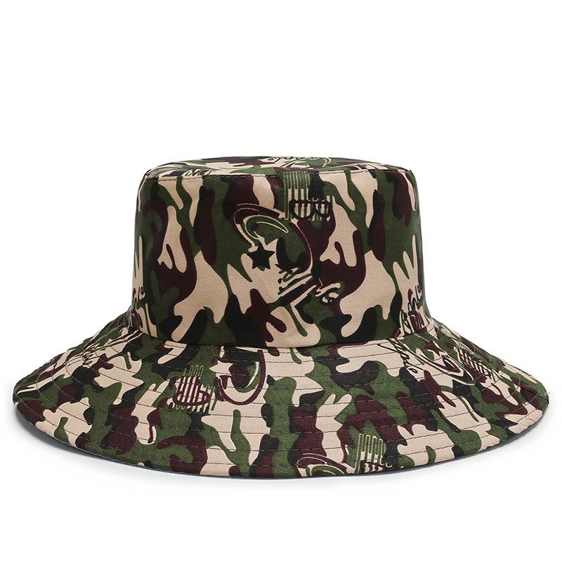 New Camouflage Big Eaves Bucket Hat Sunshade Sunscreen Fishing Essential Simple Casual Versatile