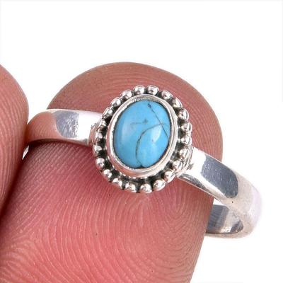 Natural Tibetan Turquoise Gemstone Handmade 925 Solid Silver Gift Ring S.9 f7A18