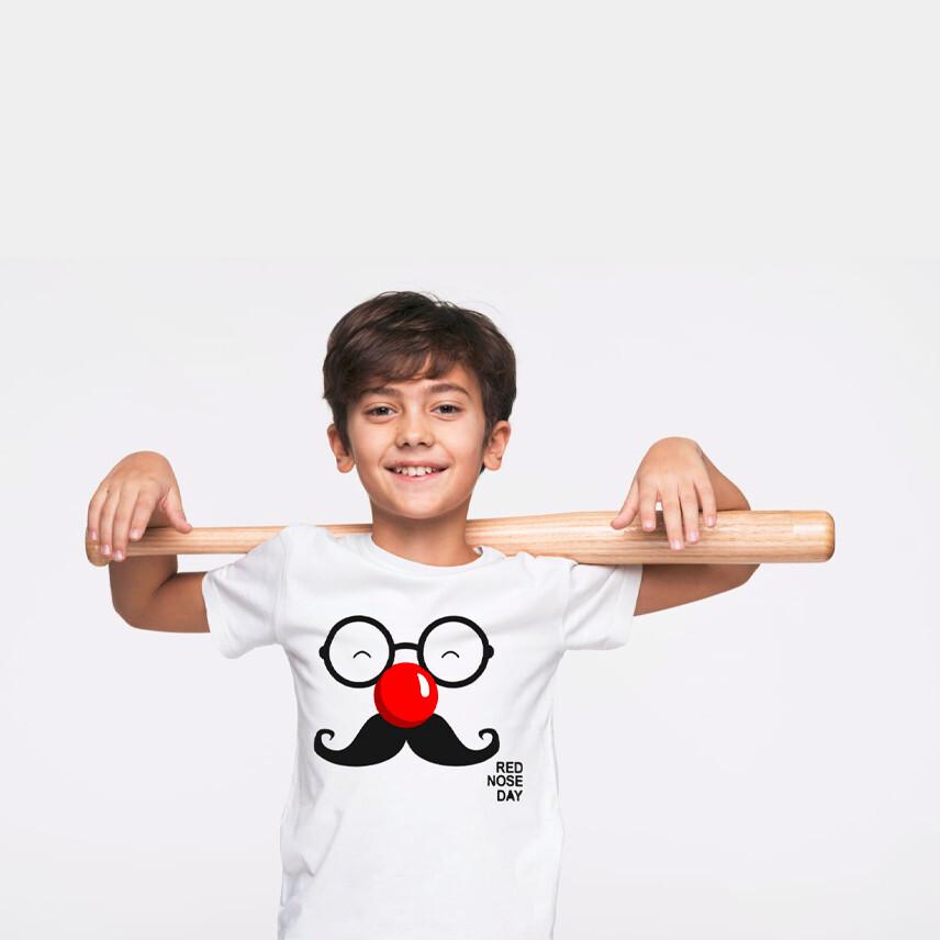 Red Nose Day T-Shirt Comic Relief Moustache Glasses Funny Unisex Top Tee S