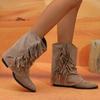 Fashion Pointed Toe Tassel Womens 2025 New Fall Winter All-match Pant Leg Boots Vintage Suede Booties