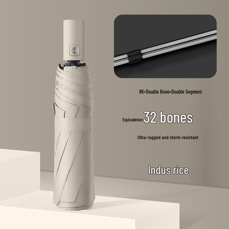 Compact Windproof Dual-Use Black Umbrella: UV Sunshade for Men & Women