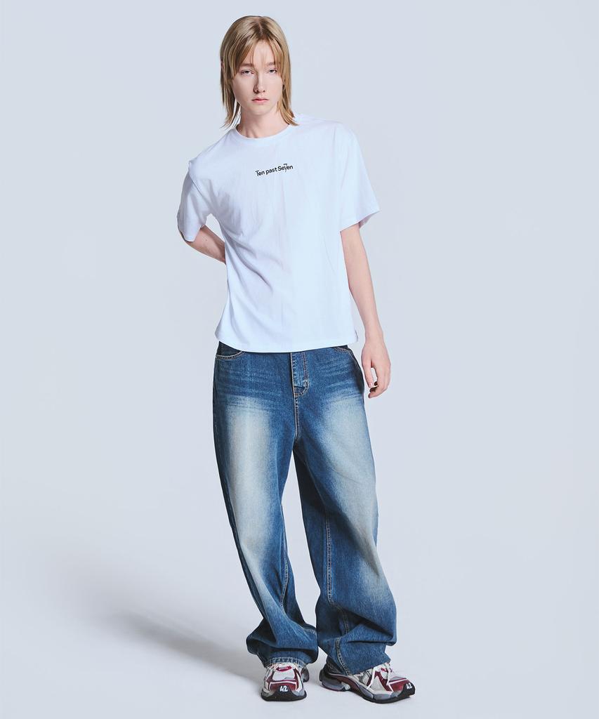 TEN PAST SEVEN Basic Logo Short Sleeve T-Shirt - White