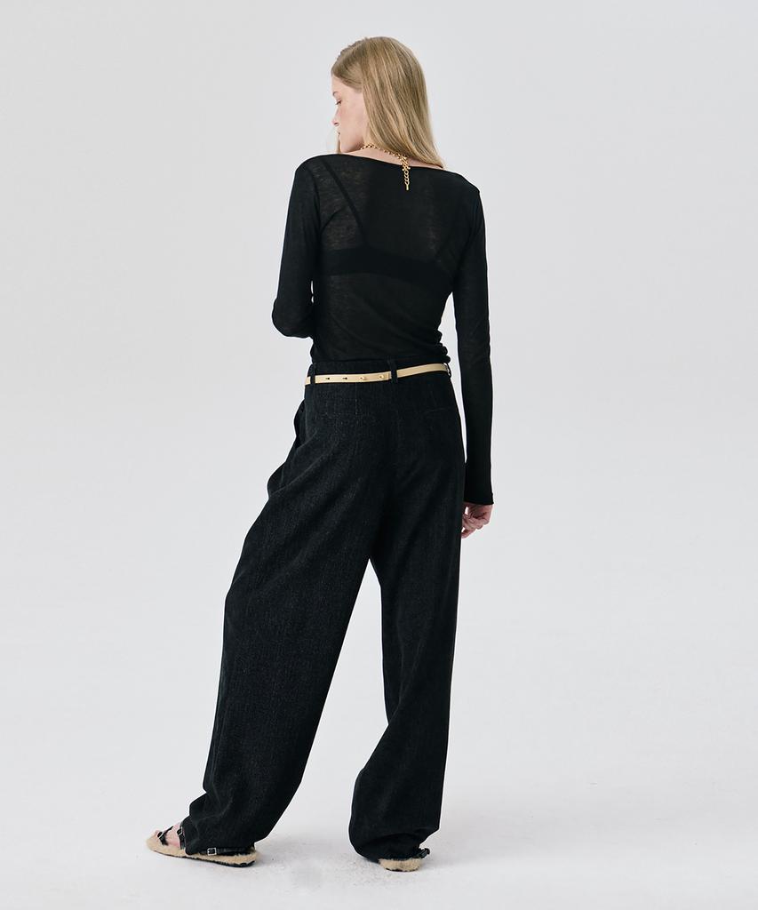 WNDERKAMMER U Neck Sheer T_Black1(U-Neck Sheer Tee_Black)