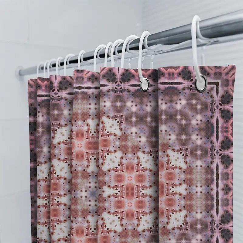 Kaleidoscope Pattern Shower Curtain Pink Black Print Shower Drapes for Bathrooms Decor