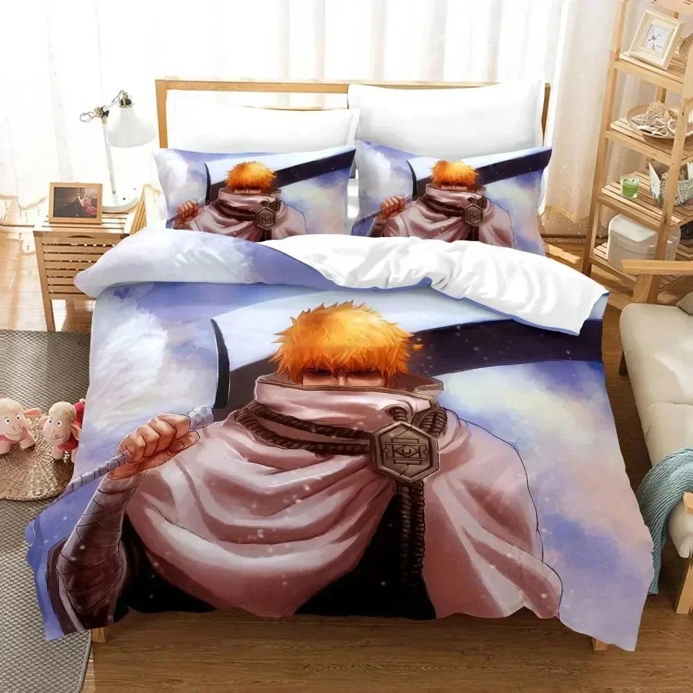 Anime Bleach Toushirou Ichigo Bedding Set Duvet Cover Sheet Printed Bed Set Pillowcase Full Queen King Size Comforter Bedroom