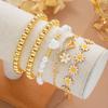 5Pcs/Set Bohemian Daisy Flower Heart Bracelets Sets for Women Vintage Gold White Color Crystal Infinity Symbol Bracelets Jewelry