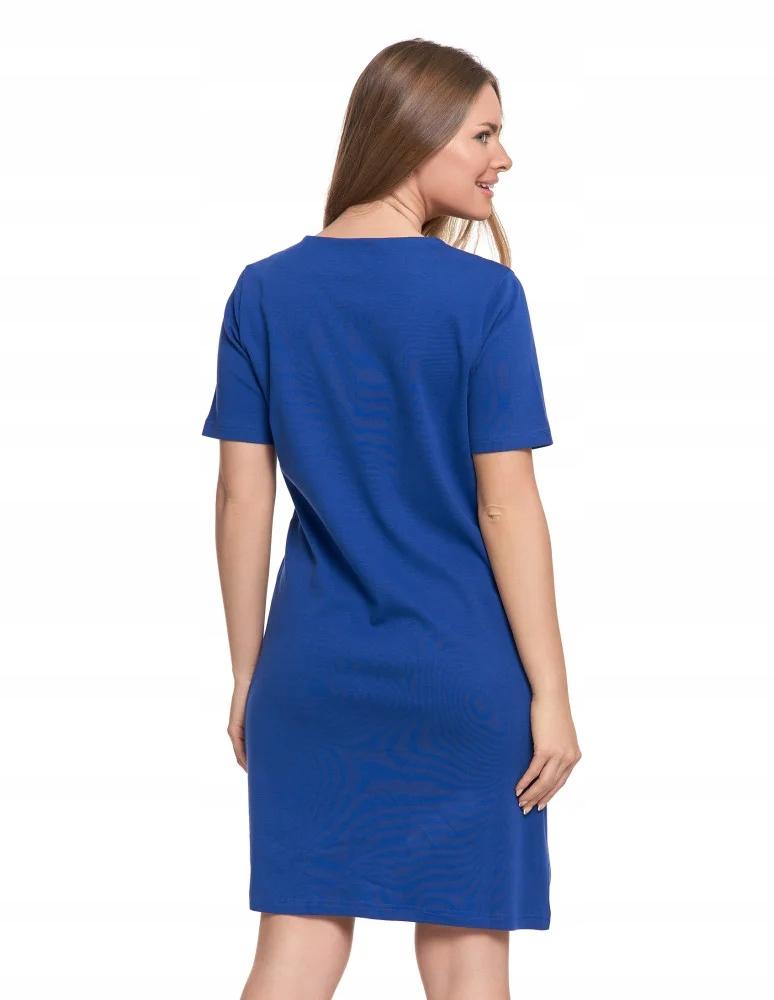 Women's Cotton Dress Short Sleeve Above Knee Comfortable MORAJ M NAVY