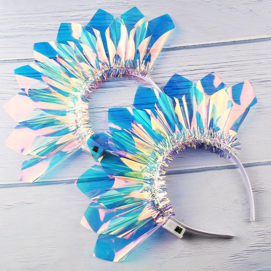 1/2 Stück LED Leuchtendes Stirnband Verstellbar Leicht Holografische Folie Leuchtendes Haarband Herren Damen Feiertags-Tanzparty Haar-Accessoires