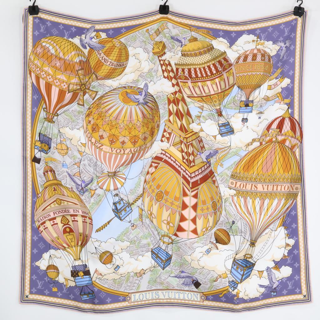 LOUIS VUITTON [/25 year made] M96866 Carre90 From the Cloud 100% Silk scarf Bleu DenimUsed