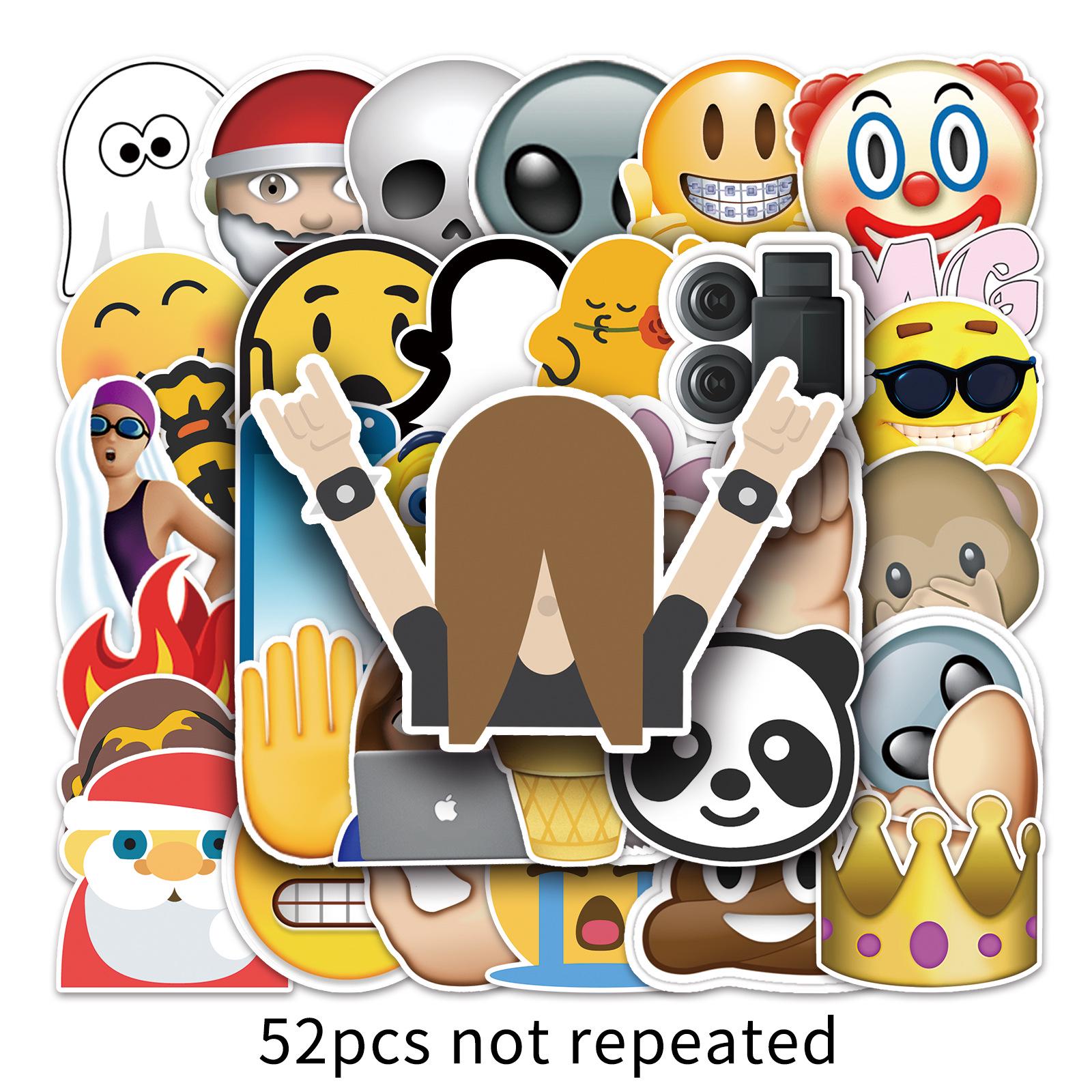 52 Unique Waterproof Emoji Cartoon Stickers for Laptops & Suitcases