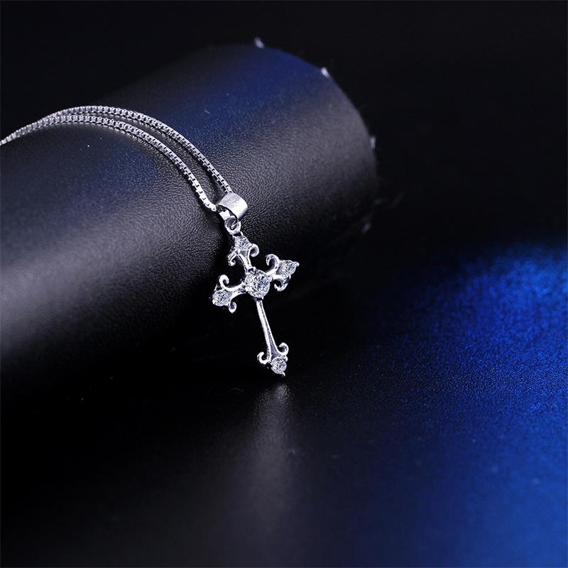 925 Sterling Silver Cross Pendant - Hu Bing Inspired European & American Fashion Clavicle Chain for Couples, Perfect Christmas Gift