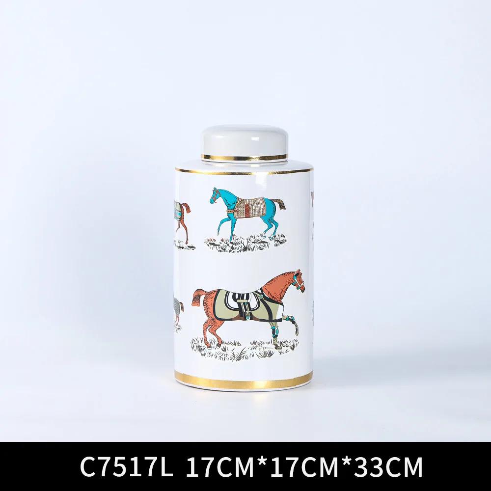Geometric Stripe Storage Jar with Lid, Ceramic Vase, Candy Jar, Desktop Ornament Storage Container, Home Decoration Crafts
