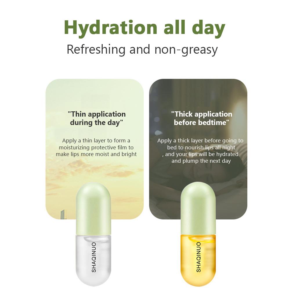 SHAQINUO 2-Pack Lip Oil Set Vitamin E Capsules 1 For Day + 1 For Night Hydrates And Nourishes Dry Lips
