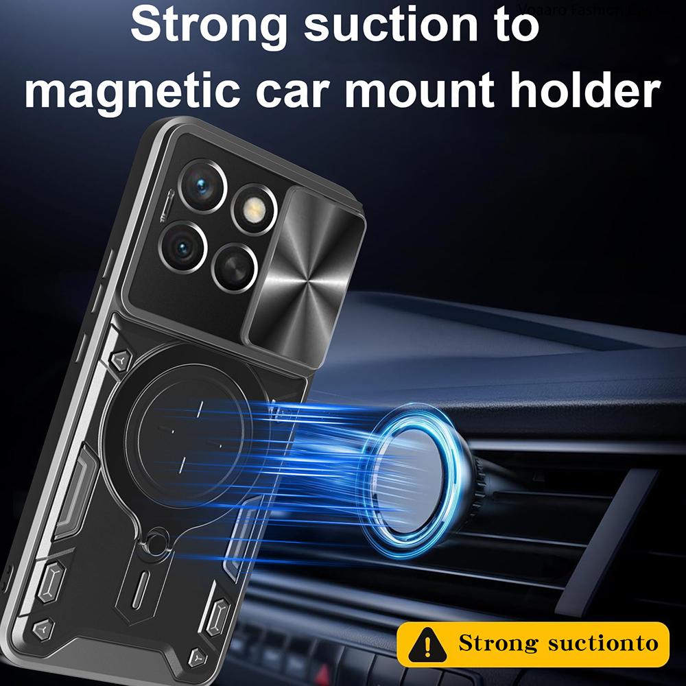 Slide Lens Armor Funda for Honor X6C 4G Case for Honor X8C X6B X8B 200 Smart Play 60 Plus Case Magnetic Ring Stand Holder Cover