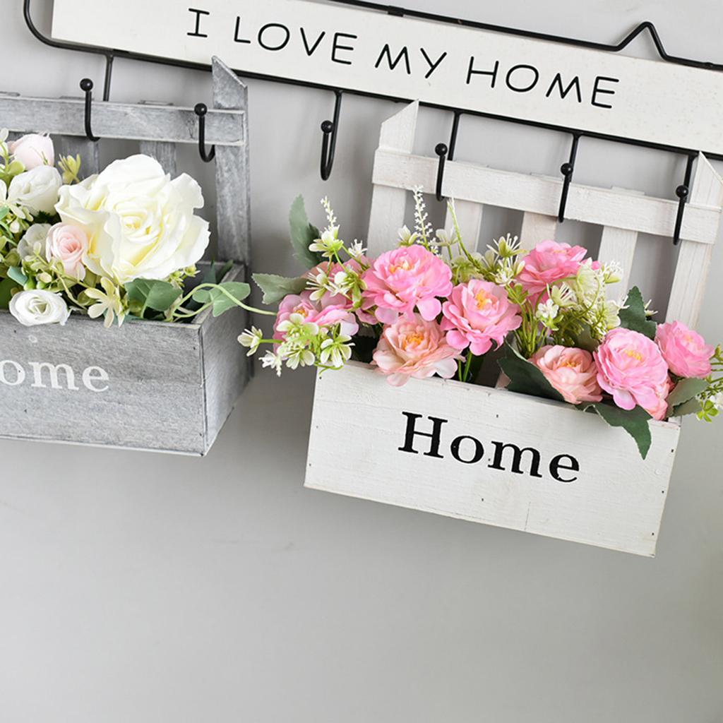 Wall Mounted Wicker Planter Rack Natural Wood Hanging Flower Basket For Indoor Decor Garden Vertical Greenery