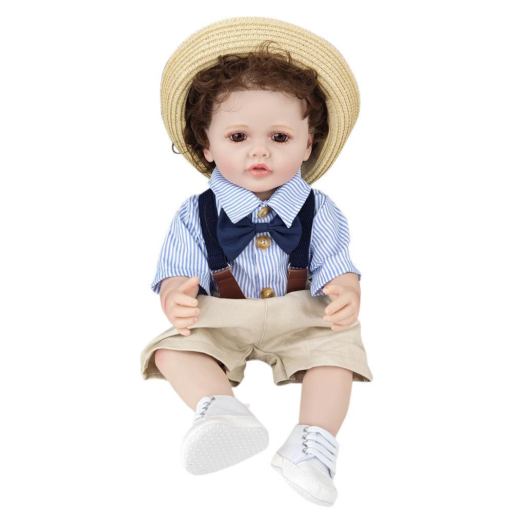 55cm Haartransplantation Simulation Babypuppe Weiches Silikon Viny Reborn Puppen Junge Spielhaus Spielzeug Kinder Sohn Geburtstagsgeschenk