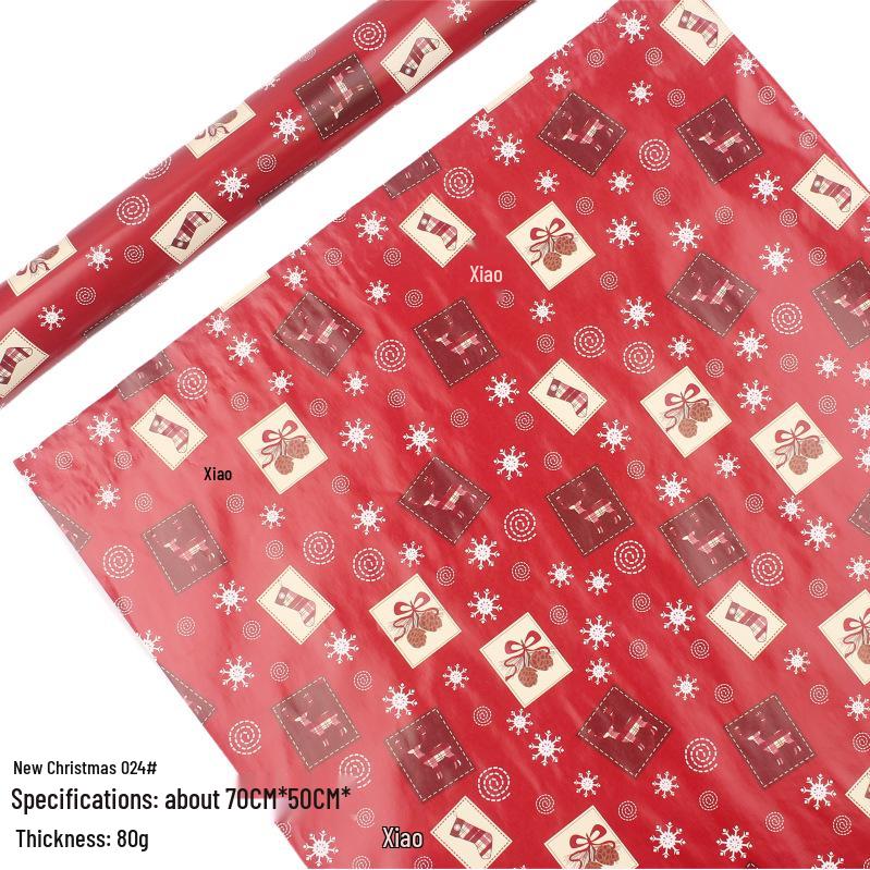 Feestelijk Cadeaupapier Set: Cartoon Kerst & Nieuwjaar Ontwerp met Tissuepapier