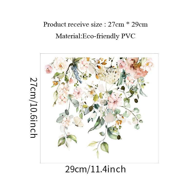 Green Plant Leaves Flower Toilet Stickers Bathroom Wall Decor Decals Living Room Home Decoration Beautify Self-Adhesive Poster