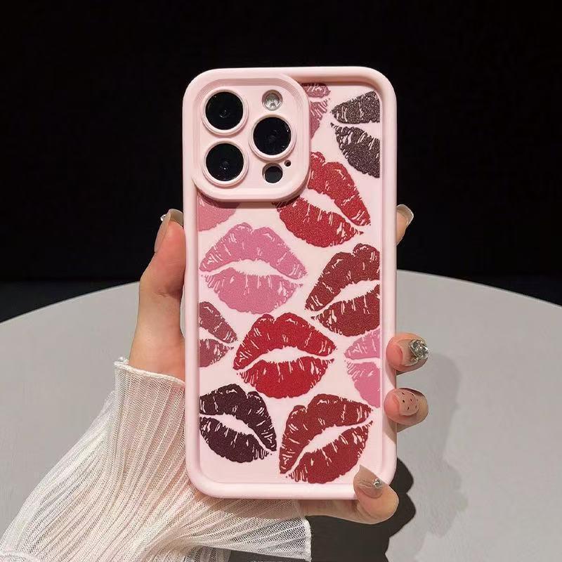 Red Lip Print Cross-Compatible Phone Case for iPhone 17 Pro, 16, 15/14, 13 Pro Max, New 12