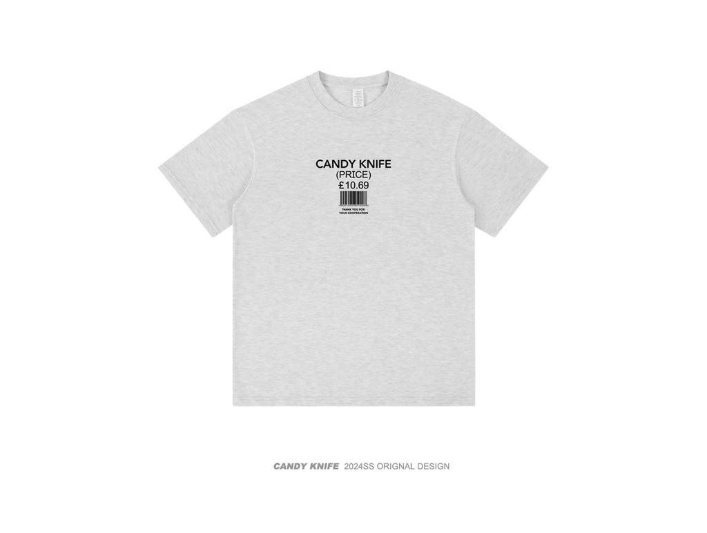 Unisex Minimalist Letter Barcode Print Heavy Cotton T-Shirt - Trendy Summer Short Sleeve Design