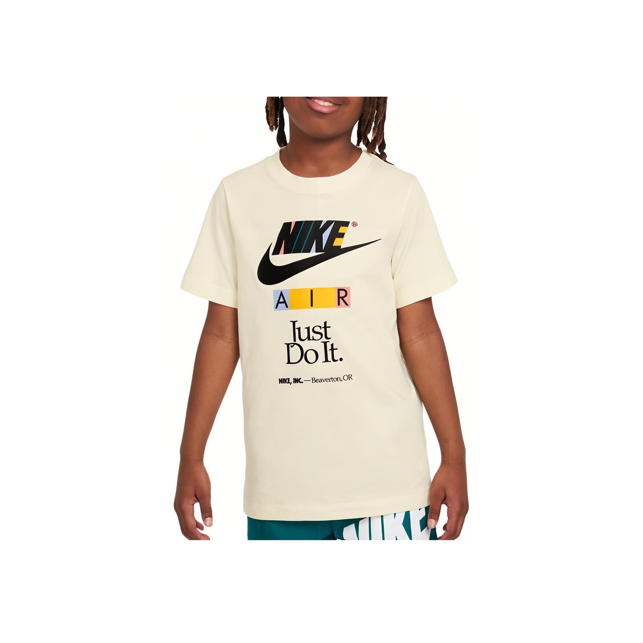 

Nike T-Shirt Air Letter Print Brand Logo Round Neck Pullover Soft Comfortable Casual Sports Short Sleeve Kids Tops Coconut-Milk FV8655-113 L