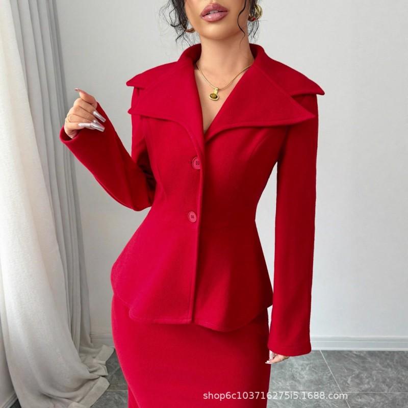 Womens 2026 Professional Suit Dress Elegant OL Long Sleeve Work