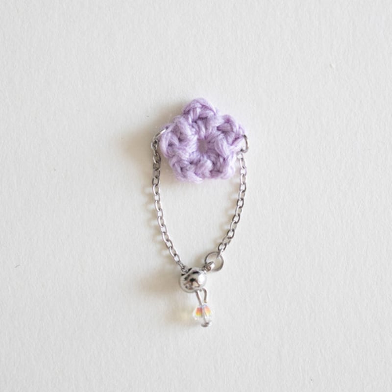 MERRYMOTIVE Pastel Flower Knit Chain Ring (Lilac)