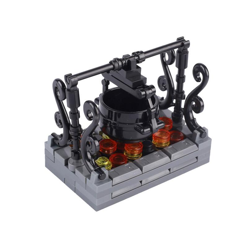 MOC Medieval Building Blocks Compatible Flame Feather Camping Wooden Pile Bonfire Tent Accessories Model Mini Bricks Toys Gifts