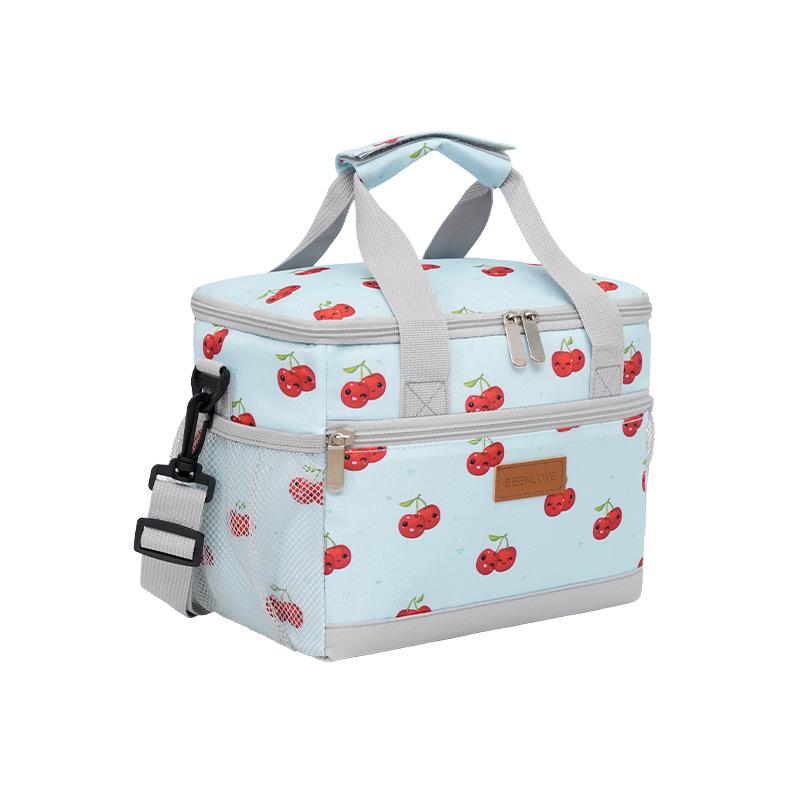 Borsa Termica Pranzo Doppio Scomparto Grande Capacità Portatile A Mano A Spalla Borsa Frigo per Lavoro Scuola Picnic