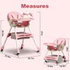 Foldable Baby High Chair 4-in-1 Foldable Reclining Feeding Table Chair Seat 7 Heights With Toyrack Easy To Clean Feeding