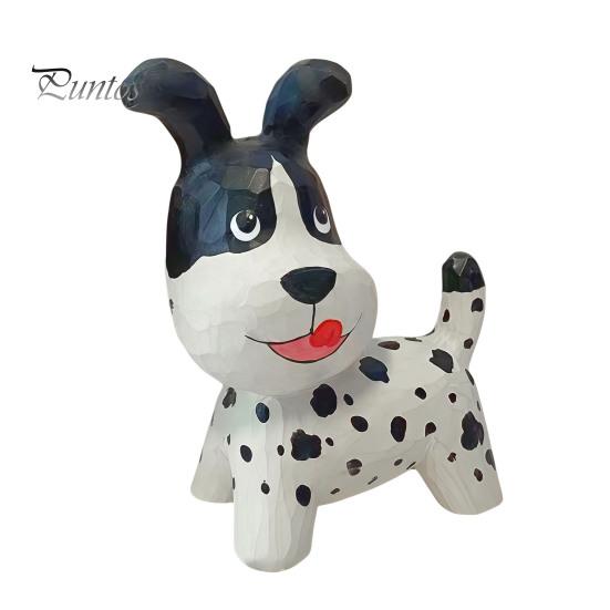 Playful Tongue Out Dog Statue Handmade Dalmatian Figurine, Cute Sculpture, Wooden Desk Decor for Home Office Bookshelf, Unique Gift Lovers Small
