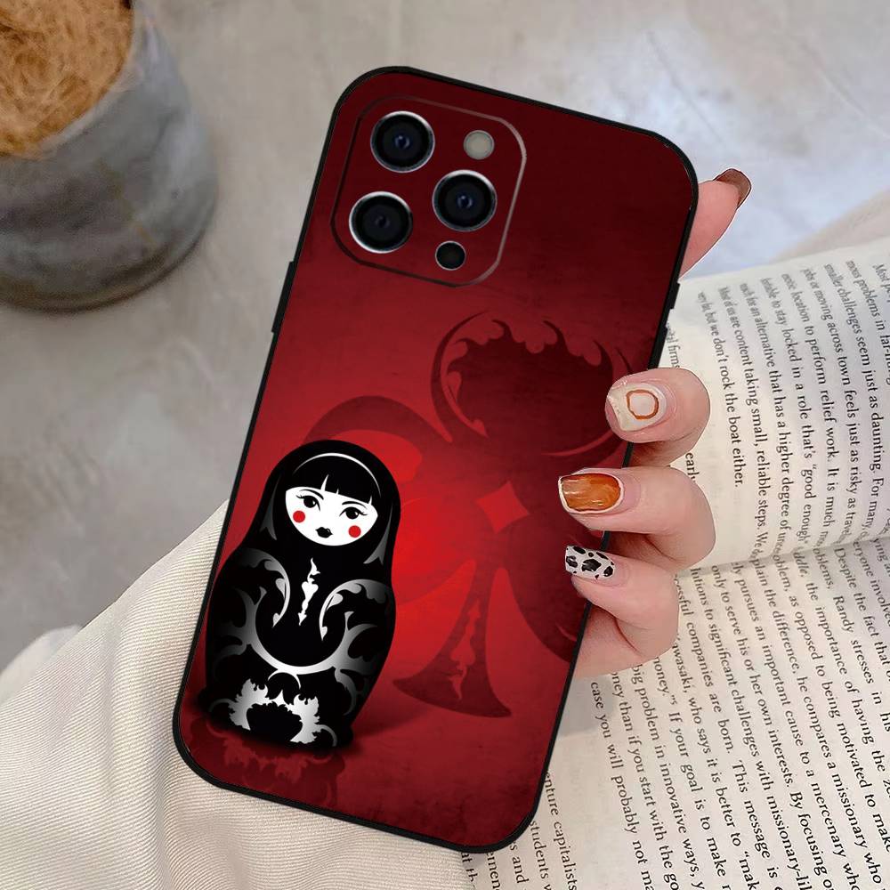 Russian Dolls Matryoshka Phone Case For iPhone 17, 16,15,14,13,12,11 Plus,Pro Max, Others Soft Black Cover