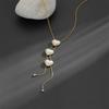 Internet Celebrity Style Pearl Heart Tassel Necklace & Stud Earrings Set, Titanium Steel, Tarnish-Resistant.