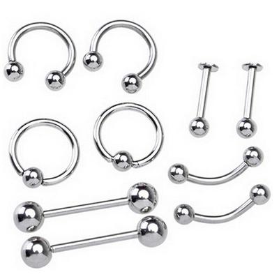 Edelstahl-Körperpiercing-Schmuck, Augenbrauen-Zungensteg, Labret-Lippen-Nasenringe