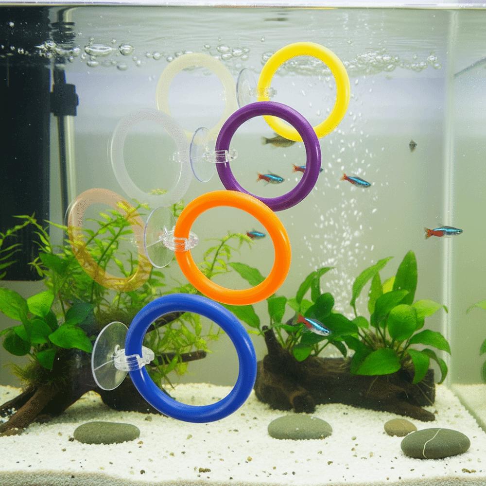 4PCS/SET Suction Cup Fish Training Ring Colorful Waterproof Fish Teasing Fish Tail Fish Tank Decorative Ring Aquarium