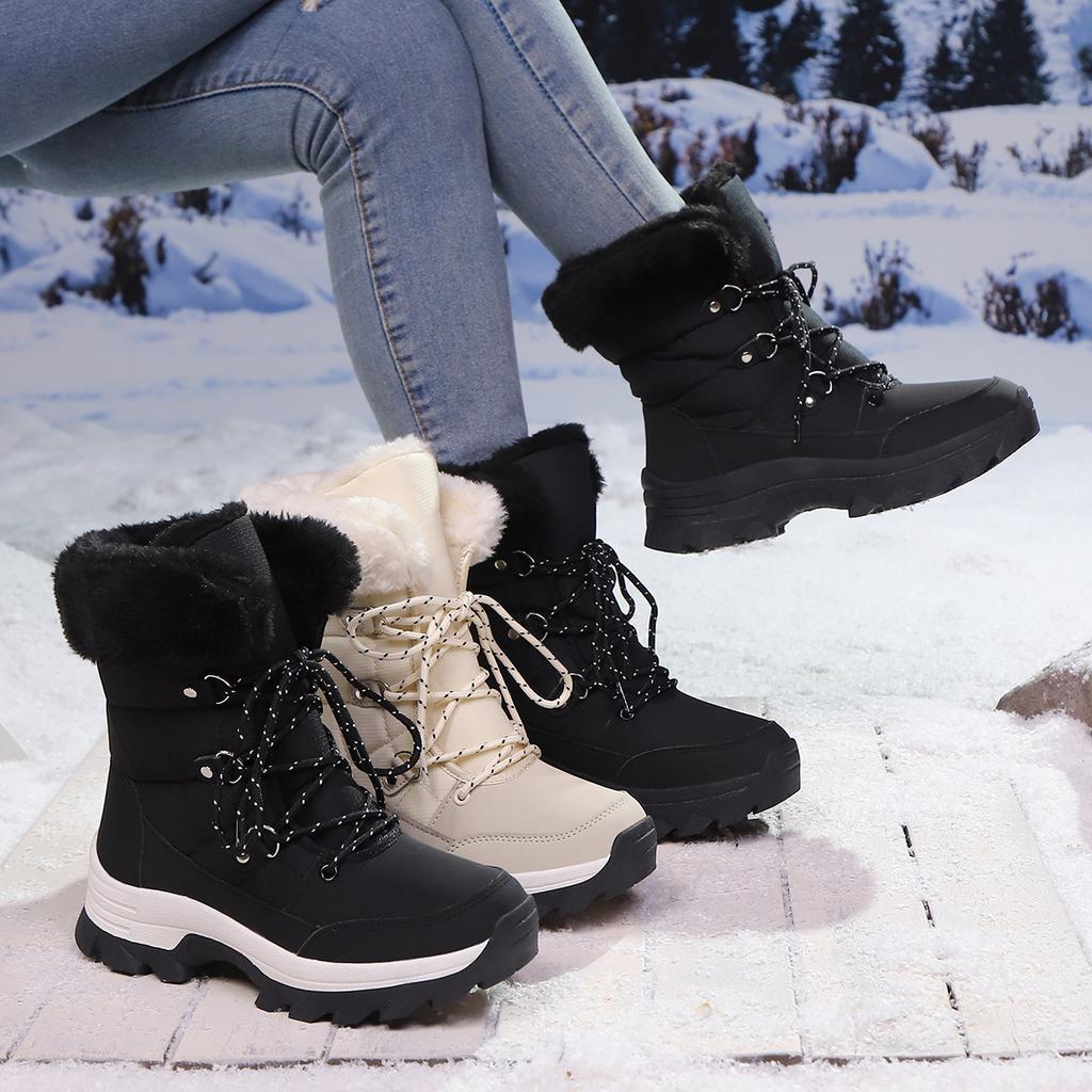 TUINANLE Women's Winter Boots Plus Velvet Warm High-top Hiking Shoes for Women Non-slip Outdoor Ladies Snow Boots