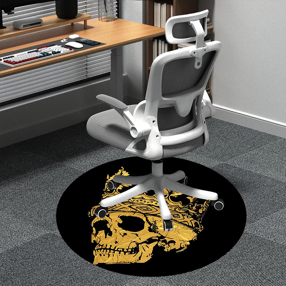 

1pc King Skull Office Round Area Rug, Indoor Mat Suitable ForOffice, Under Office Chairs Bedroom Living Room Home Decor, Room Deco q037 80cm by 80cm